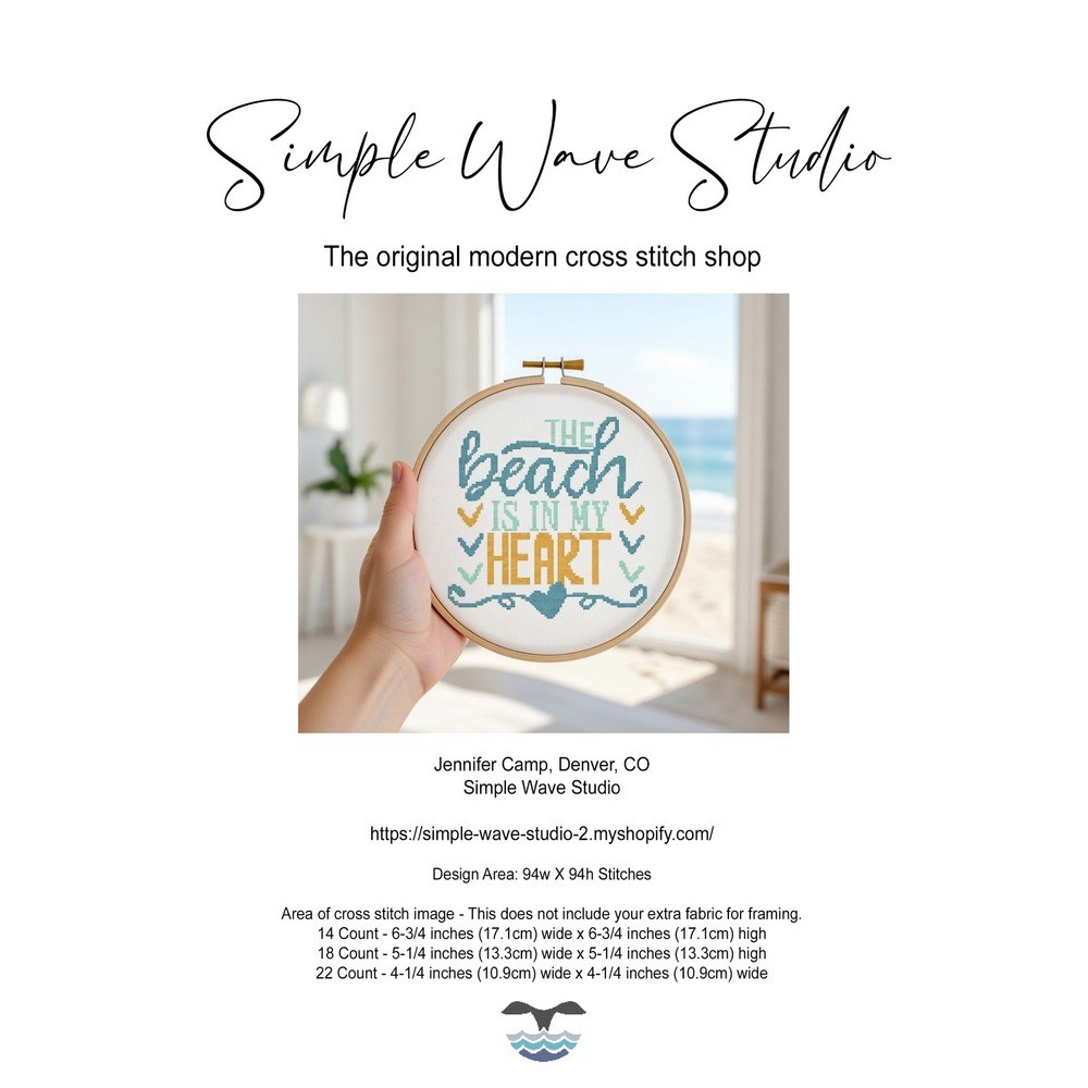 The Beach is in my Heart Counted Cross Stitch Pattern‎